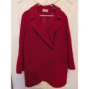 Herman Kay Vintage Red Wool Blend Peacoat Women's Size XL